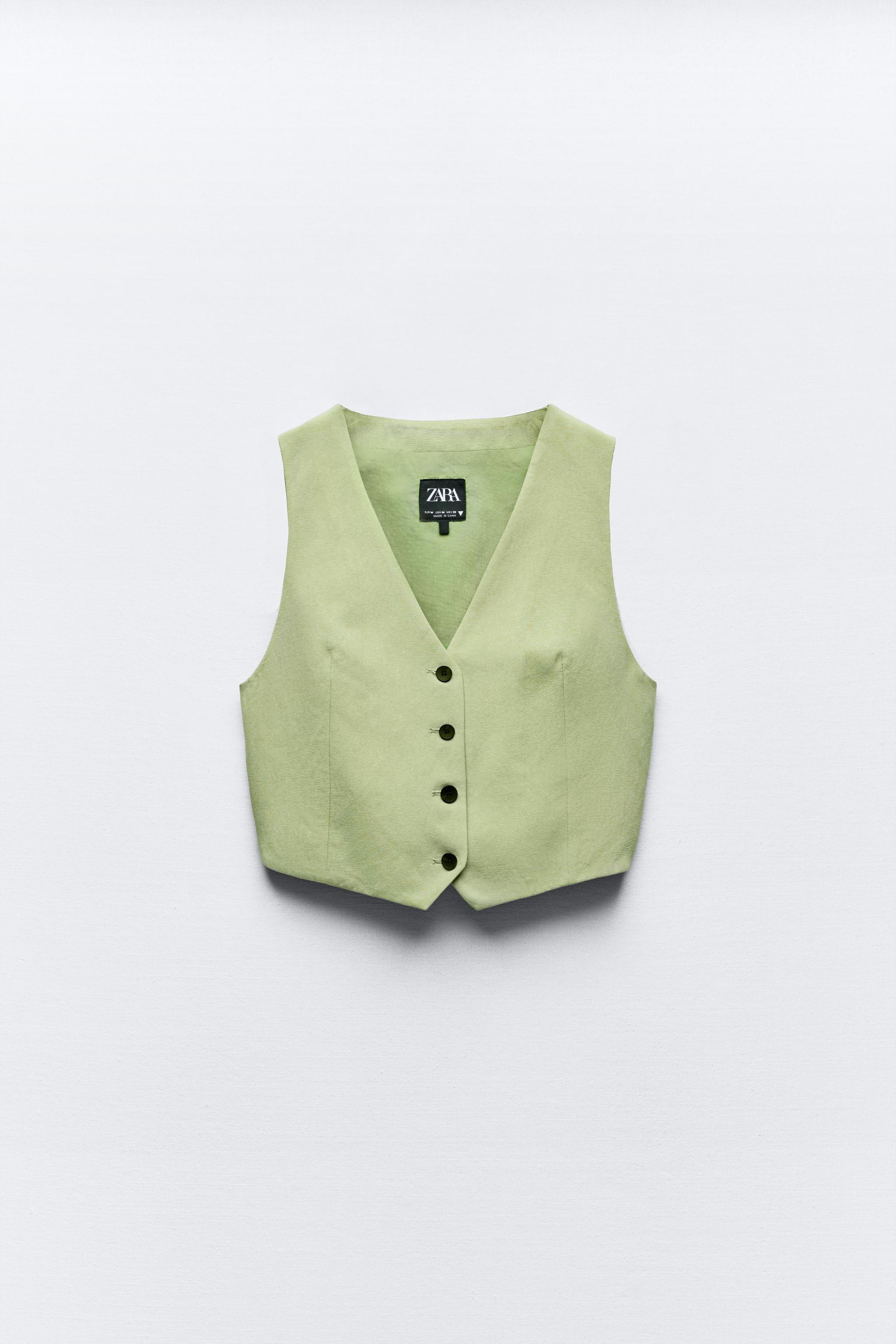 WAISTCOAT WITH VENTS Light green ZARA Saudi Arabia