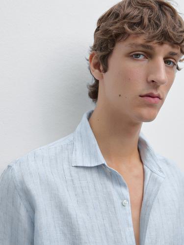 Camisa rayas regular fit - Celeste de Zara