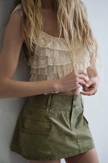 RUFFLED LACE TOP - Ecru by Zara - Image 2