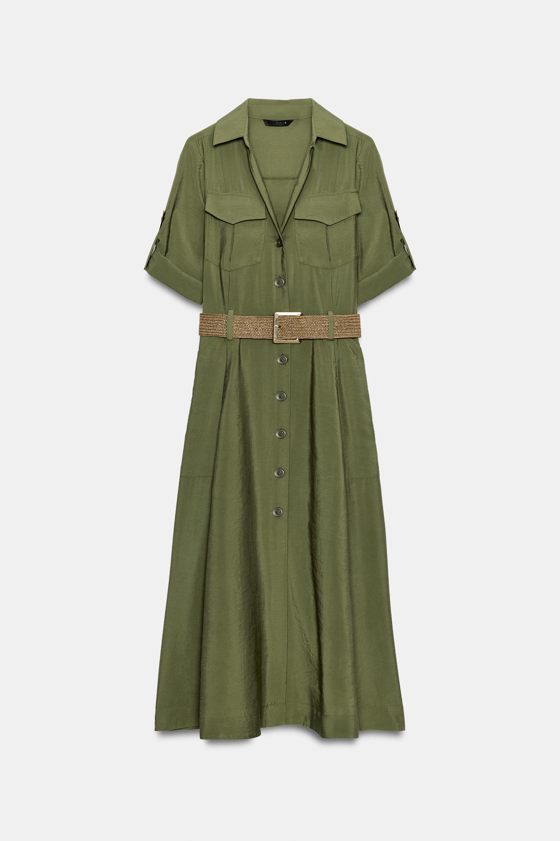 BELTED MIDI SHIRT DRESS thumbnail 8