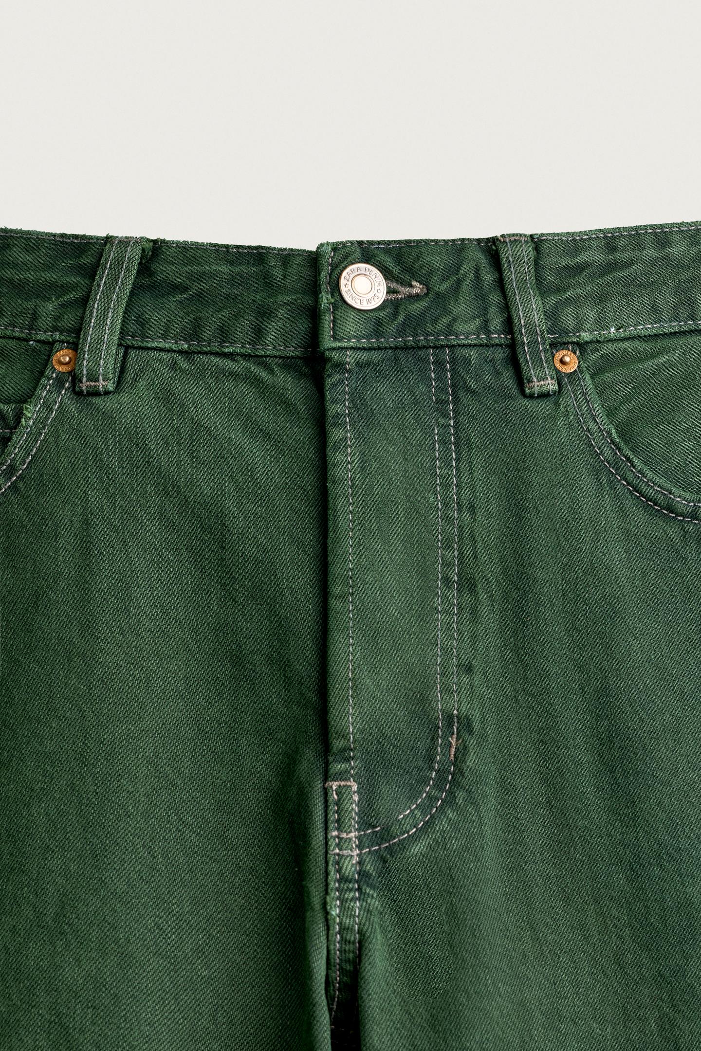 Мужские джинсы Zara Regular Fit, цвет: Зелёный — фото 9