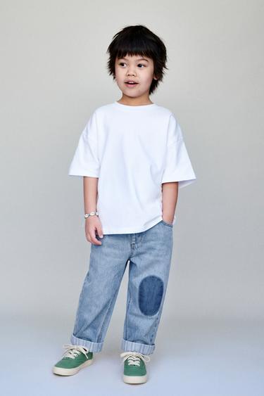 Zara BAGGY JEANS WITH KNEE DETAIL - Mid-blue