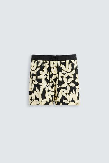 BAÑADOR LARGO ESTAMPADO FLORAL - Negro de Zara