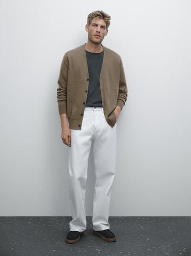 Zara 100% cashmere V-neck cardigan - Green - Image 0