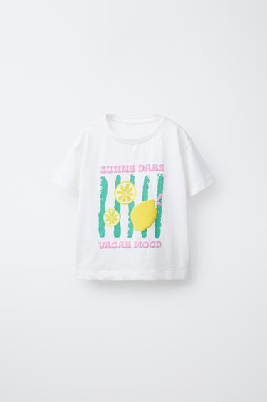 CAMISETA ESTAMPADA EM RELEVO - Branco da Zara - Imagem 0