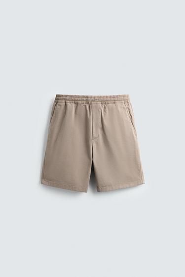 Zara TEXTURED SHORTS - taupe brown