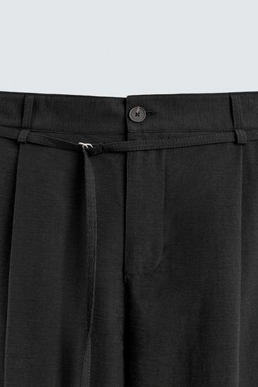 BALLOON FIT TROUSERS WITH PLEATS AND BELT - Black by Zara - Image 8