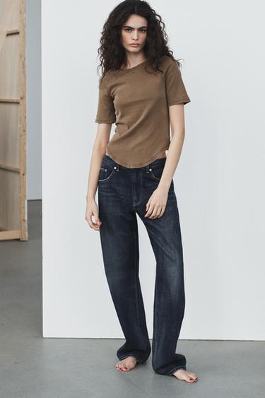 JEANS TRF BAGGY TAPERED TAILLE BASSE - Bleu marine de Zara