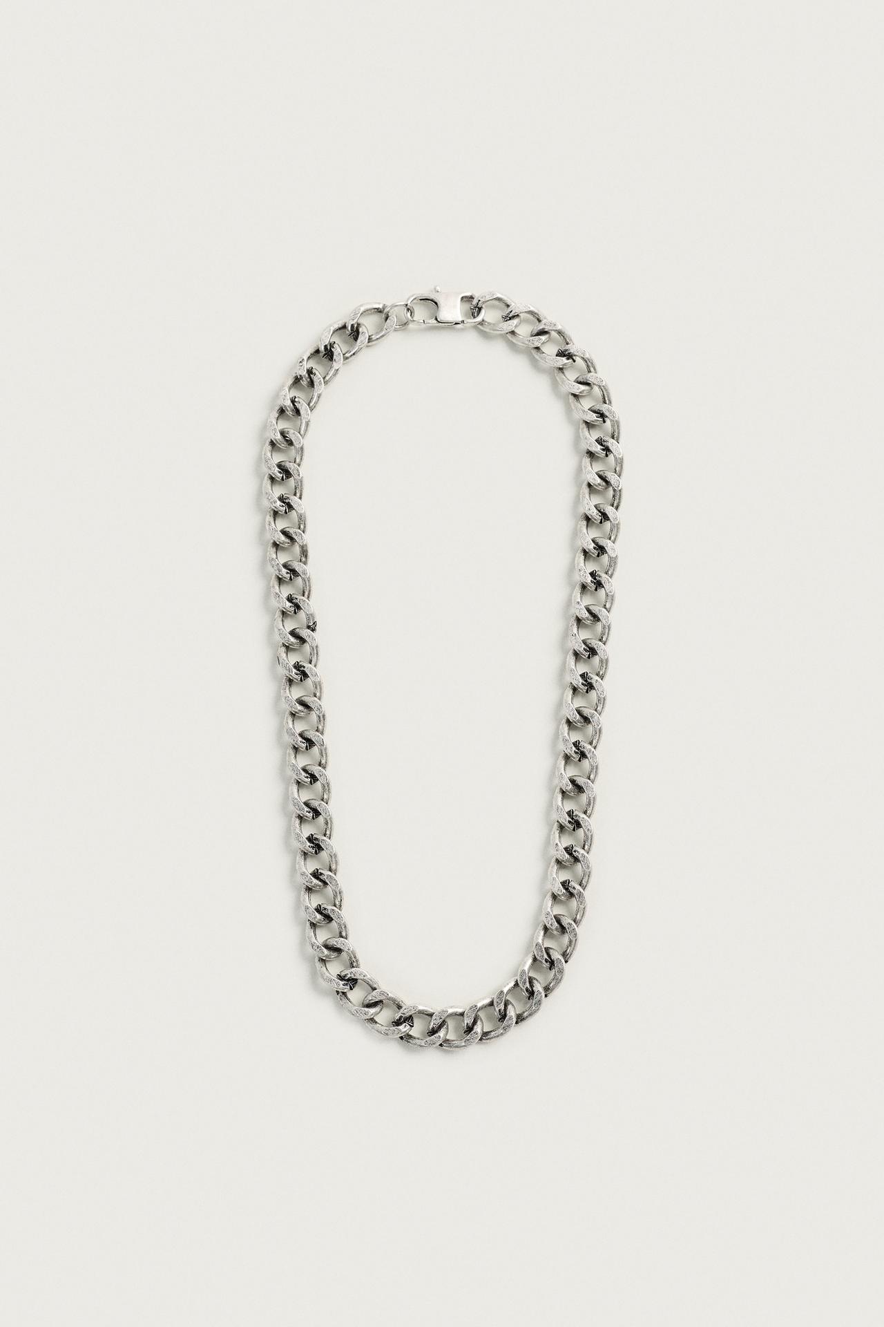 CHUNKY METAL LINK NECKLACE — Silver