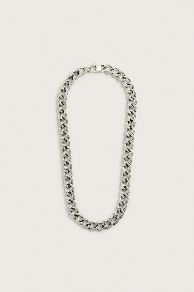 CHUNKY METAL LINK NECKLACE — Silver