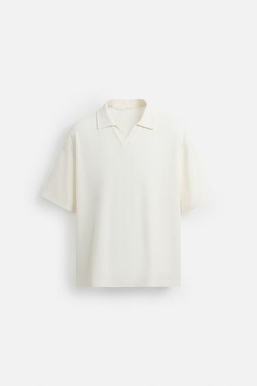 TEXTURED CHECK POLO SHIRT - Oyster-white by Zara - Image 6