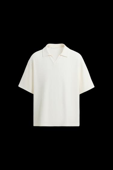 POLOSHIRT MIT KARO-STRUKTURMUSTER - Cremefarben von Zara - Bild 0