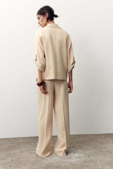 DOUBLE-BREASTED BLAZER WITH ROLLED-UP SLEEVES - Sand by Zara - Image 4