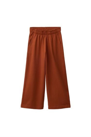 WIDE-LEG HEAVY JERSEY TROUSERS - Terracotta by Zara