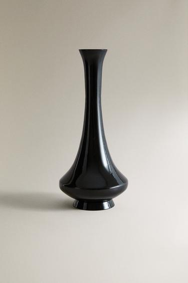 ELONGATED GLOSS VASE - Black by Zara