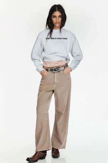SUDADERA TEXTO CONTRASTE - Gris vigoré de Zara - Imagen 0