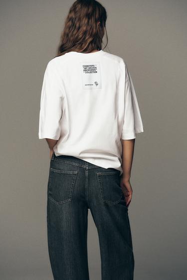 BOXY FIT T-SHIRT WITH LABEL - White by Zara - Image 3