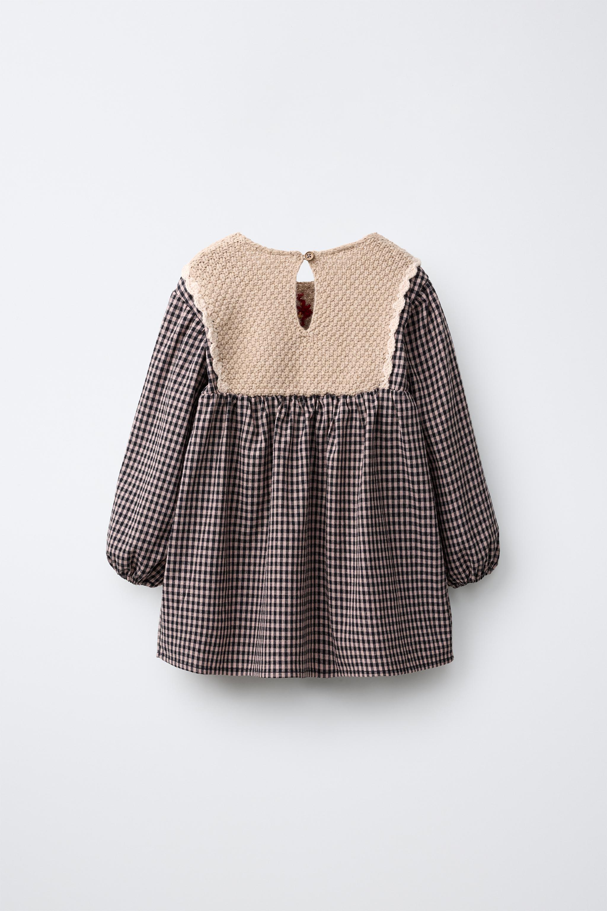 ROBE À CARREAUX EN MAILLE COMBINÉE