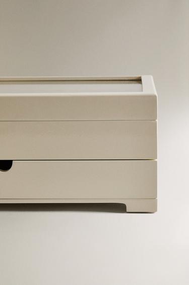 BOÎTE À BIJOUX LAQUÉE GRAND TIROIR COUVERCLE - Blanc de Zara - Image 3