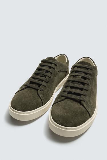 BASKETS EN CUIR - Vert kaki de Zara - Image 1