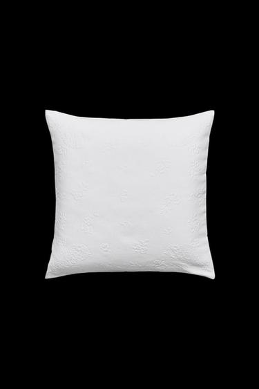 Zara FLORAL JACQUARD THROW PILLOW COVER - White - Image 0