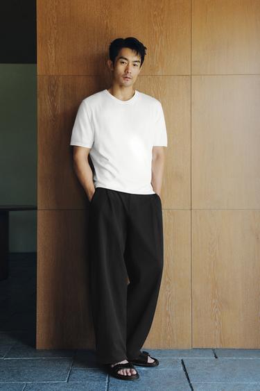Zara 標準版針織 T 恤 - 磨白色