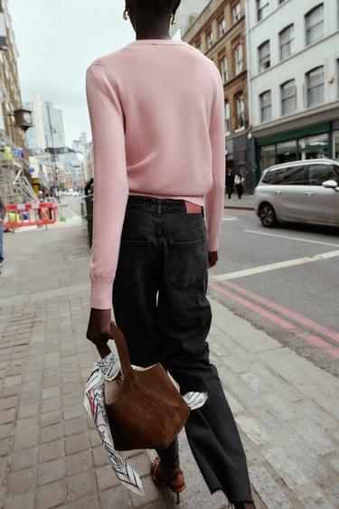 GILET EN MAILLE À BOUTONS FLEUR - Rose moyen de Zara - Image 3