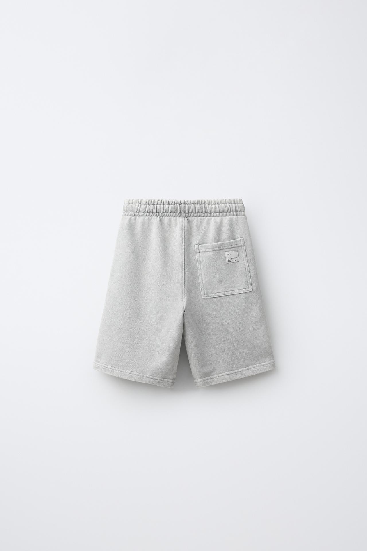 FADE OUT FLEECE BERMUDA SHORTS — Light gray