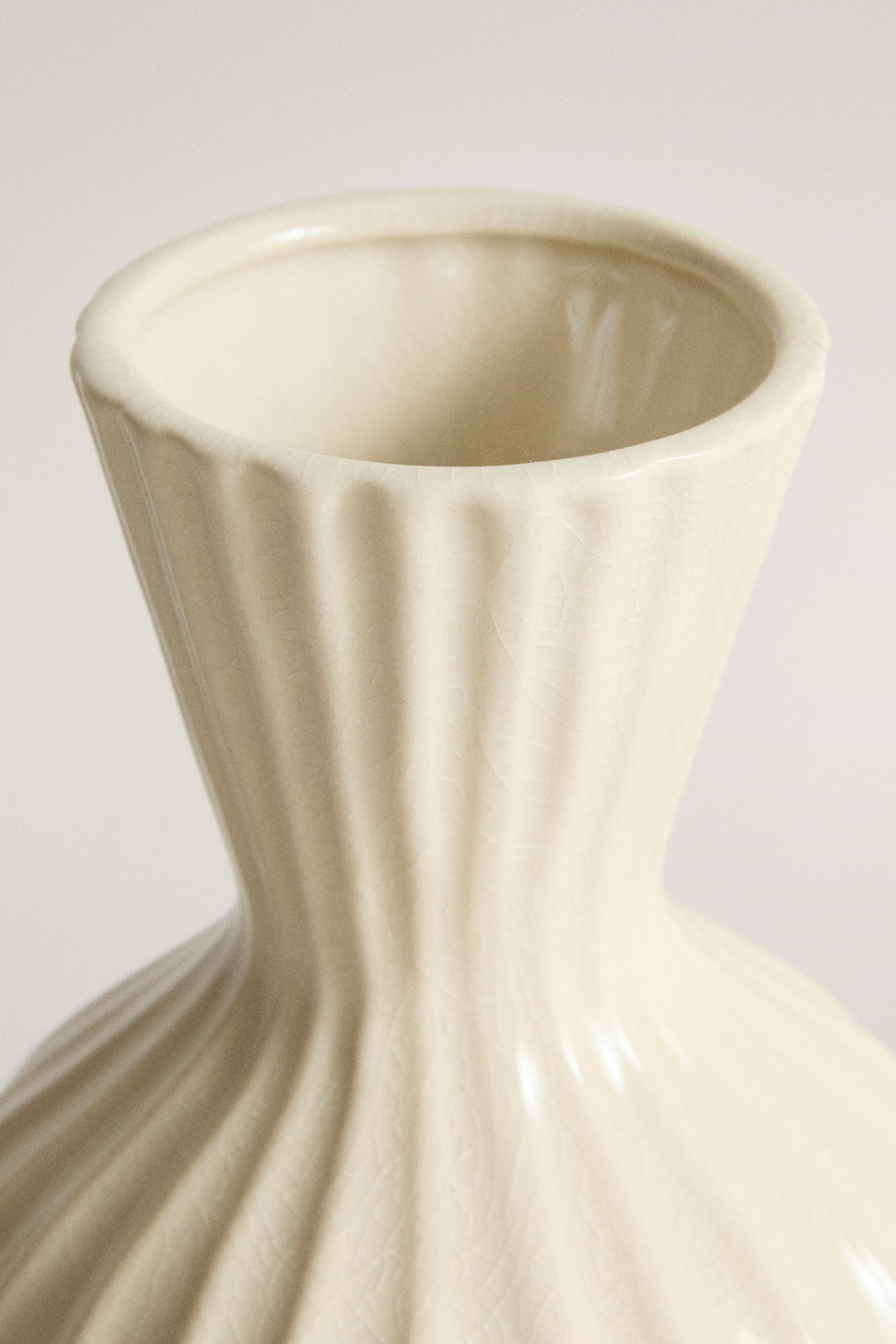 SMALL STRIPED GLAZED CERAMIC VASE