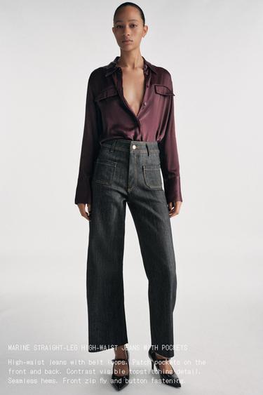 JEANS ZW COLLECTION WIDE LEG TIRO ALTO - Añil de Zara