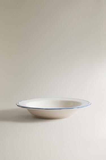 EARTHENWARE SOUP PLATE WITH WAVY RIM - Blue by Zara - Image 0