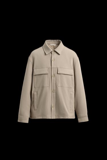 Zara SOFT PADDED OVERSHIRT - Beige - Image 0