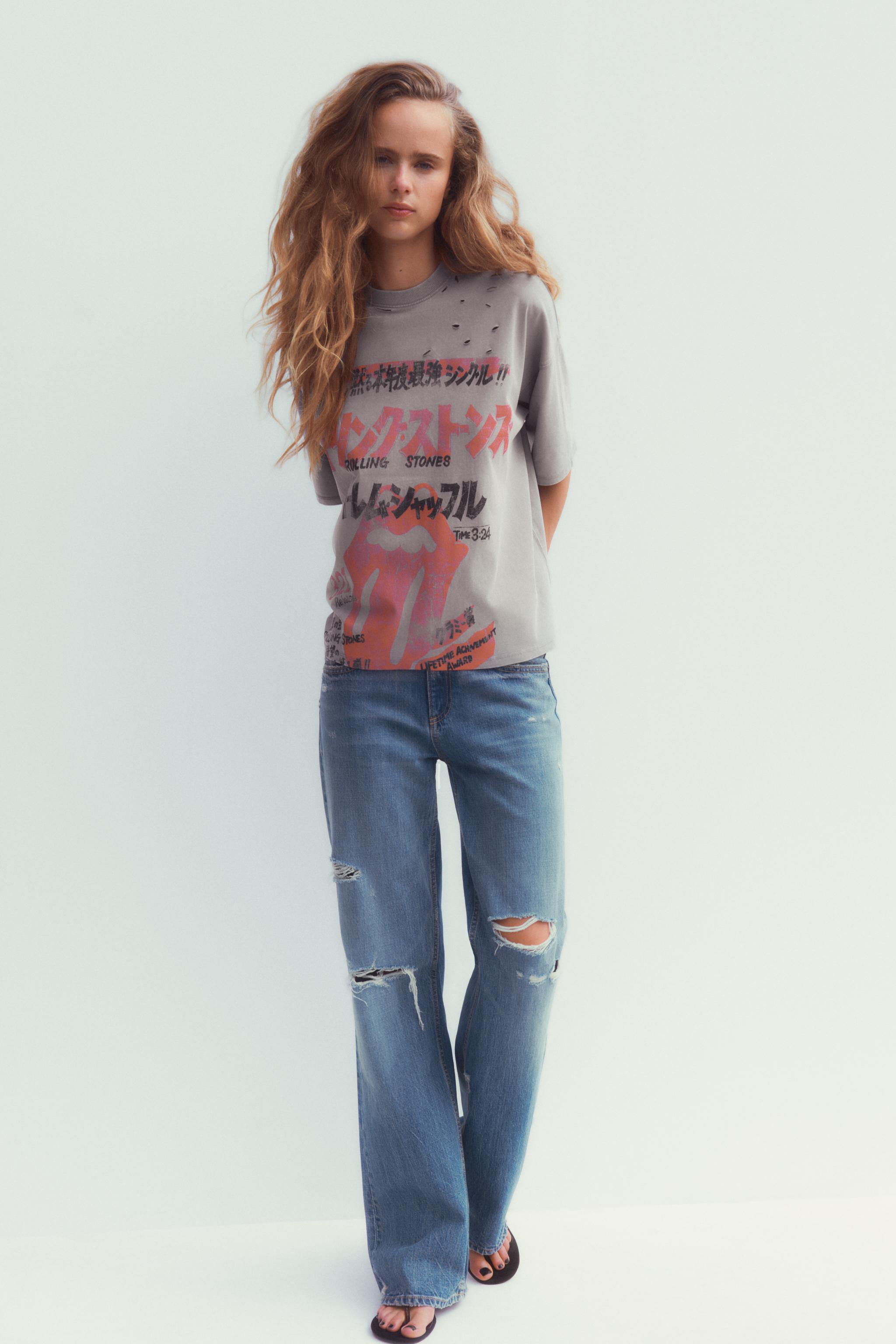 THE ROLLING STONES ウォッシュ加工Tシャツ - グレー | ZARA THE ROLLING STONES ウォッシュ加工Tシャツ - グレー | ZARA