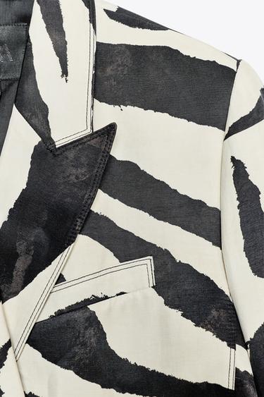 ZW COLLECTION ANIMAL PRINT BLAZER - Black / White by Zara - Image 4