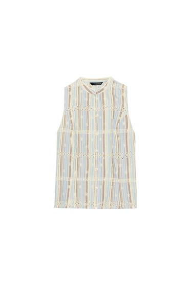 توب مطرز مخطط - متعدد الألوان الخاص بـ Zara