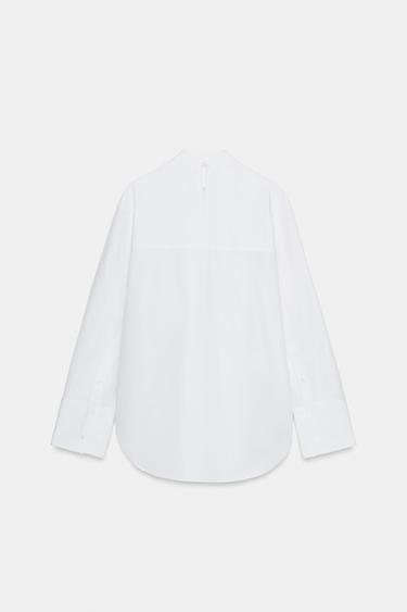 ZW COLLECTION POPLIN SHIRT WITH TIE DETAIL - White by Zara - Image 5