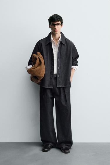 KËMISHË E SIPËRME RELAXED FIT DENIM - E kaltër nga Zara - Imazh 0