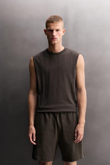 HEAVYWEIGHT TANK TOP - Brown by Zara