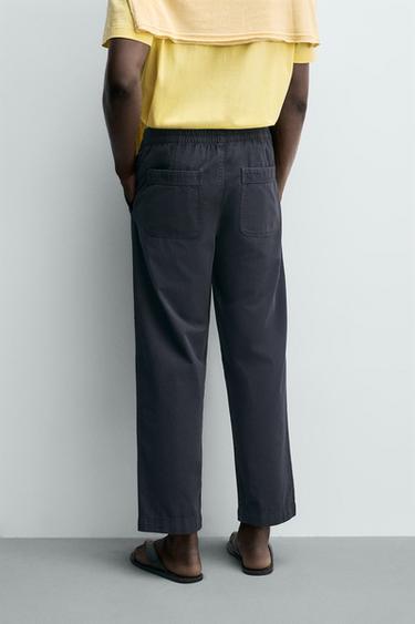 PANTALON COUPE DÉCONTRACTÉE EN COTON - Gris / Bleu de Zara - Image 2