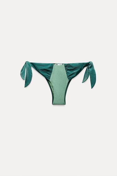 BIKINI BOTTOMS WITH METALLIC THREAD - Green by Zara