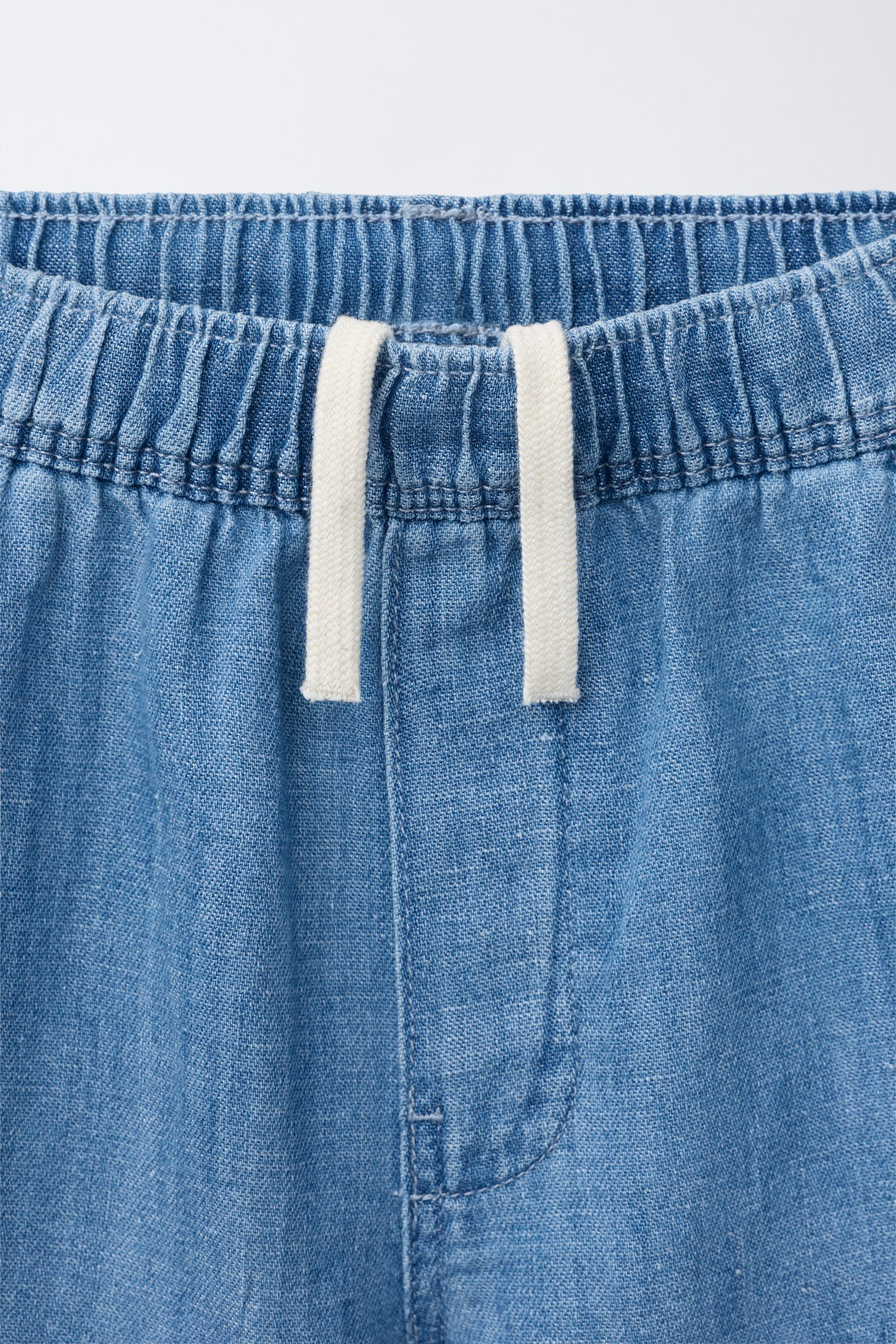DENIM SHORTS WITH COTTON AND LINEN