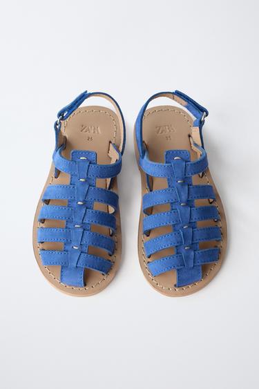 LEATHER CAGE SANDALS - Blue by Zara - Image 4