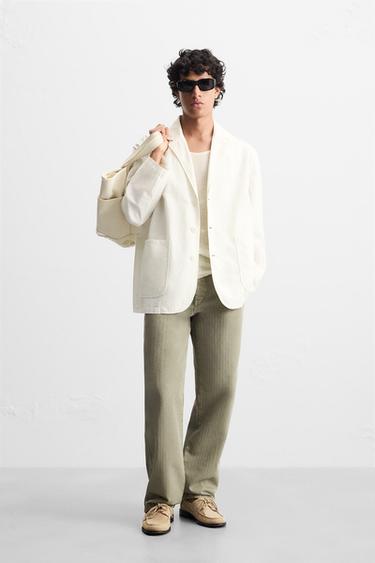 COTTON RELAXED FIT BLAZER - Oyster-white by Zara - Image 0