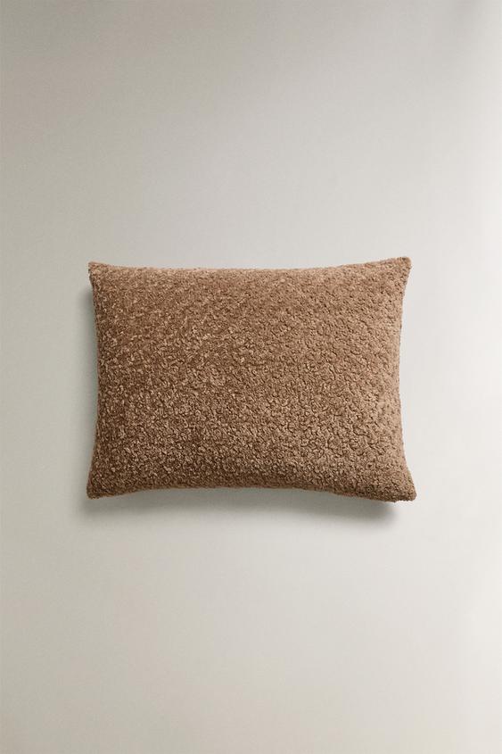 FAUX SHEARLING CUSHION COVER Dark brown ZARA Ireland