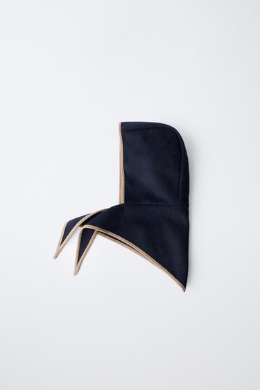 CAPUCHA PAÑO CON LANA - Azul de Zara - Imagen 0