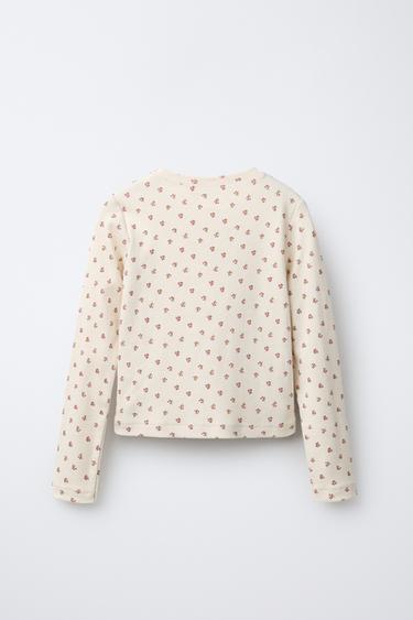 FLORAL AND SLOGAN T-SHIRT - Beige by Zara - Image 1