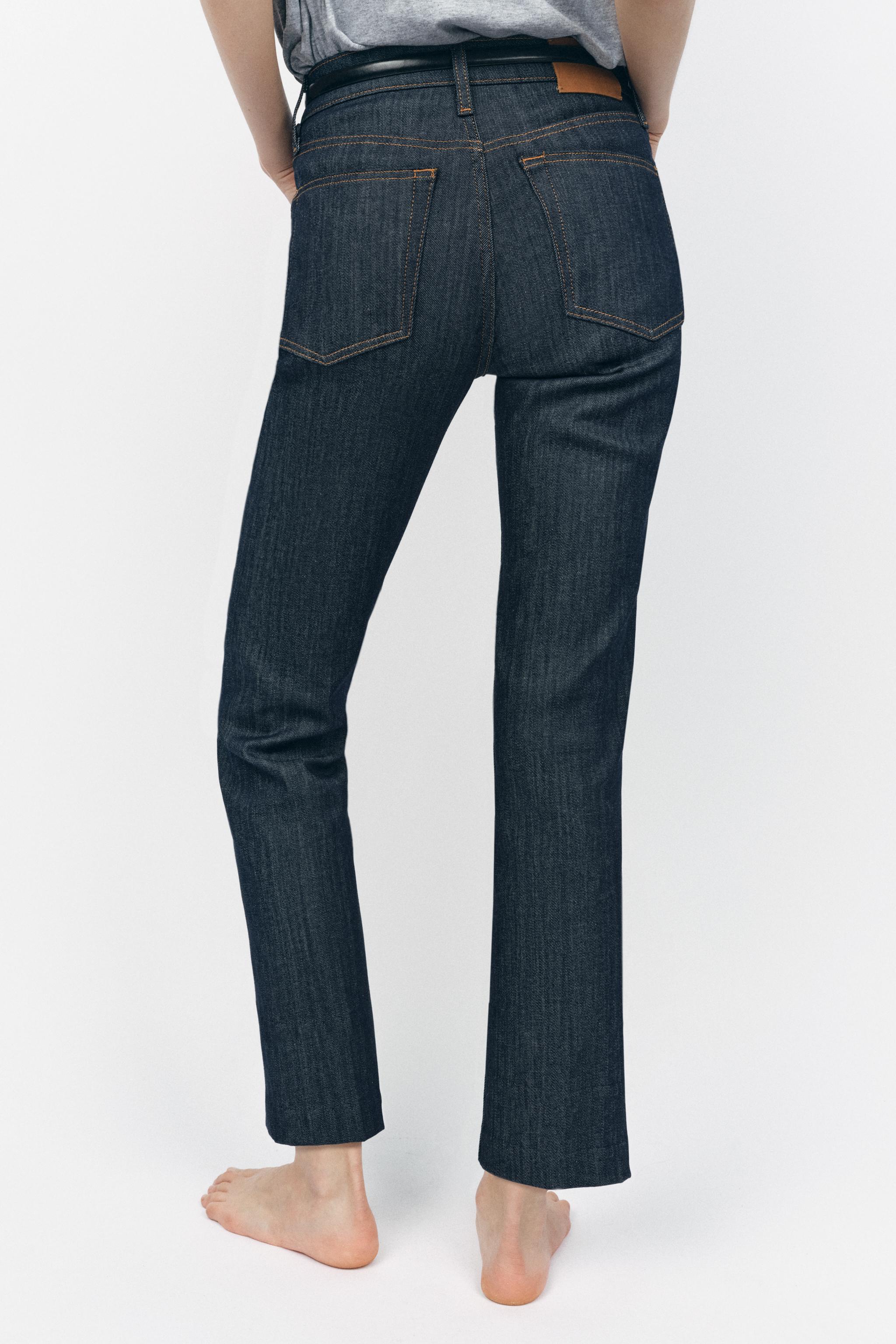 ZW COLLECTION BOOTCUT HIGH-WAIST CROPPED JEANS Blue ZARA New