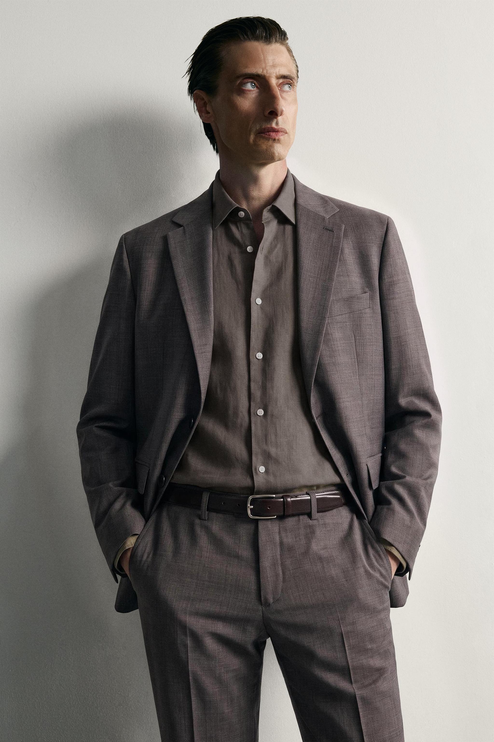 WOOL-BLEND CHECKED SUIT BLAZER