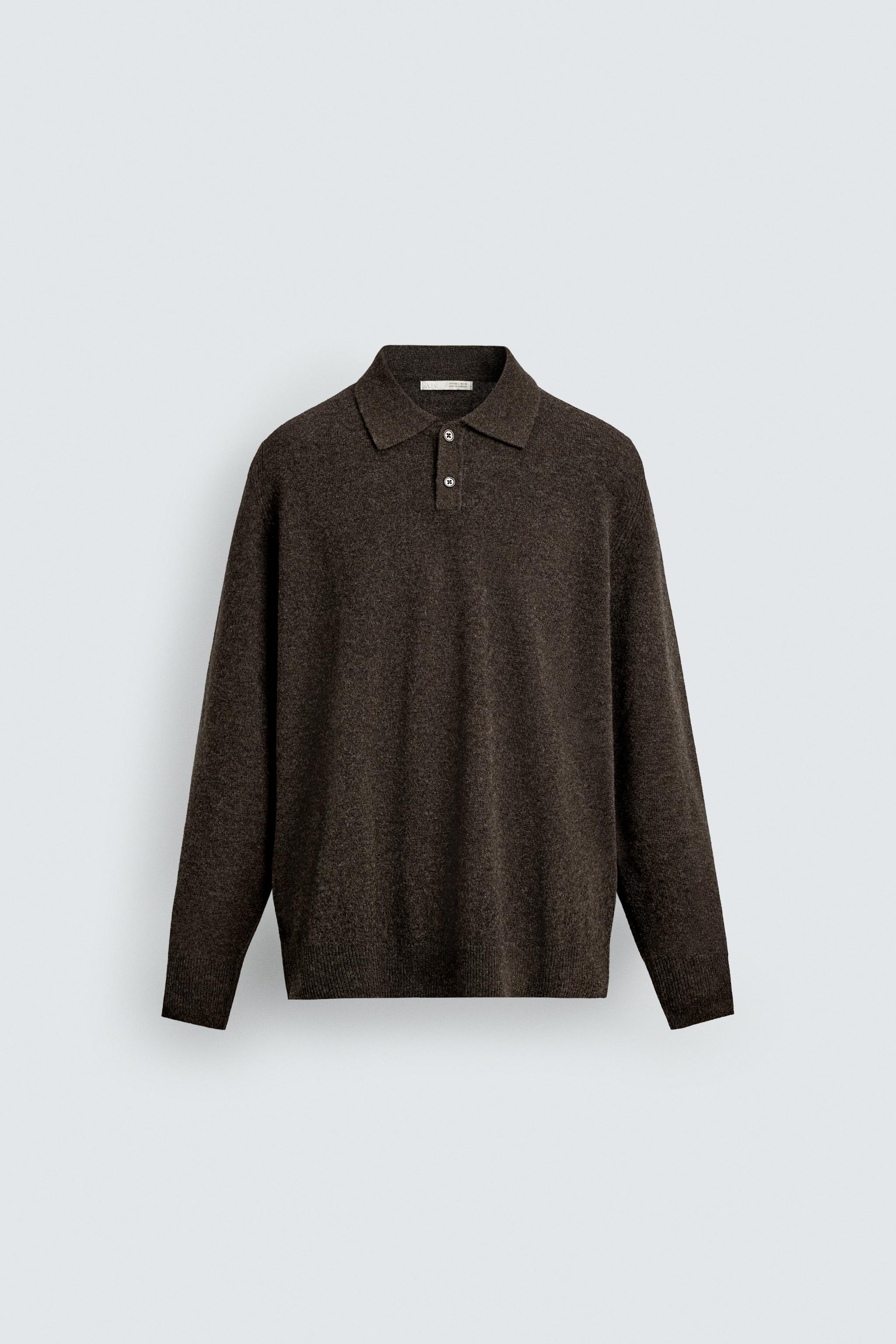 WOOL BLEND REGULAR FIT KNIT POLO SHIRT - Mid-blue | ZARA Turkey