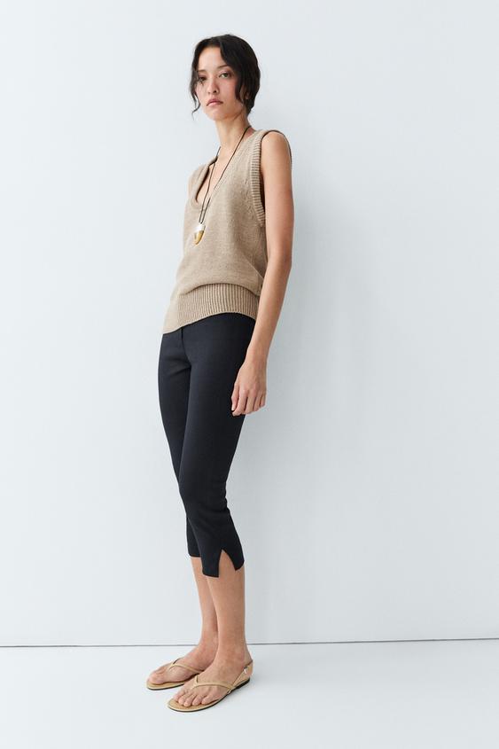 Zara Cotton-blend ribbed knit vest - Sand - Image 0